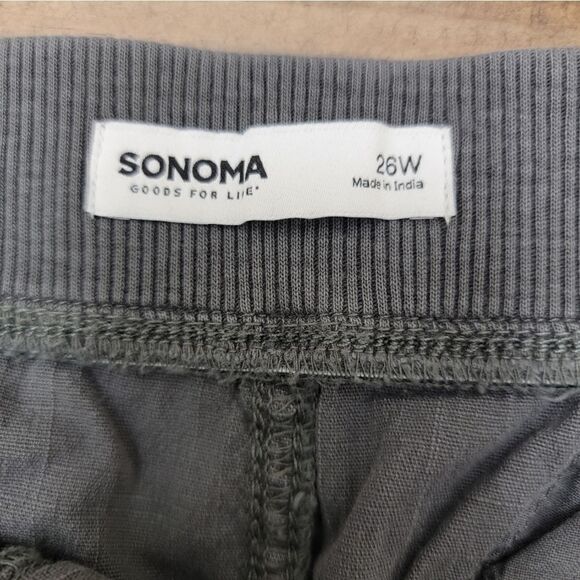 Sonoma Comfort Waist Utility Capri Pants Cotton Waistband Charcoal Gray Size 26W - Picture 6 of 11